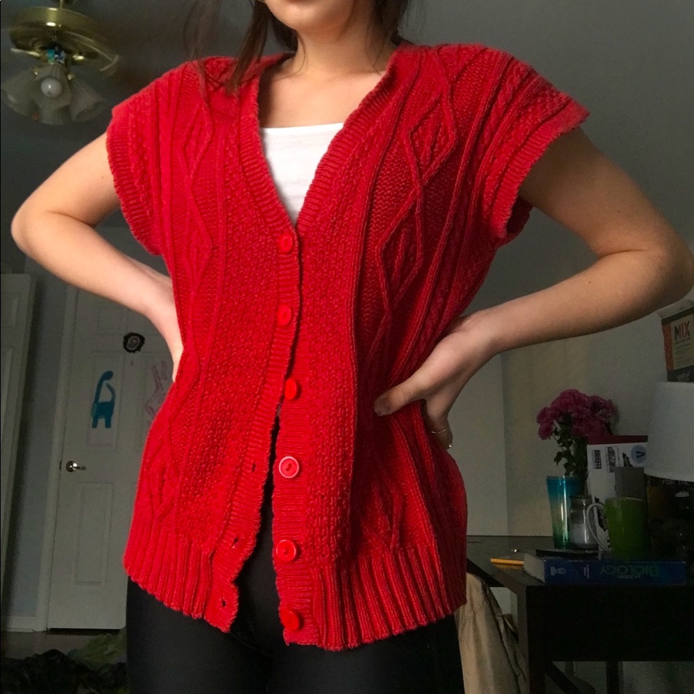 Vintage vibrant red sweater vest